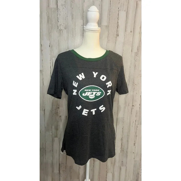 NWT New York Jets Women's Gray Scoop Neck T-Shirt Size Large Short‎ Sleeve - Picture 1 of 5